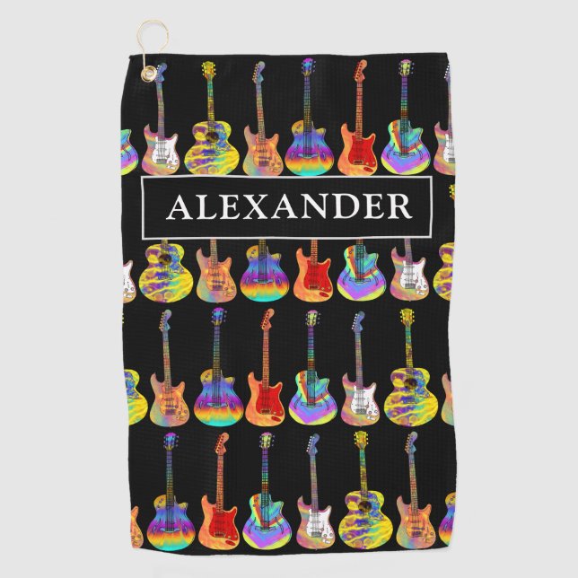 Toalla De Golf Guitars Colorful Pattern add Name (Anverso)