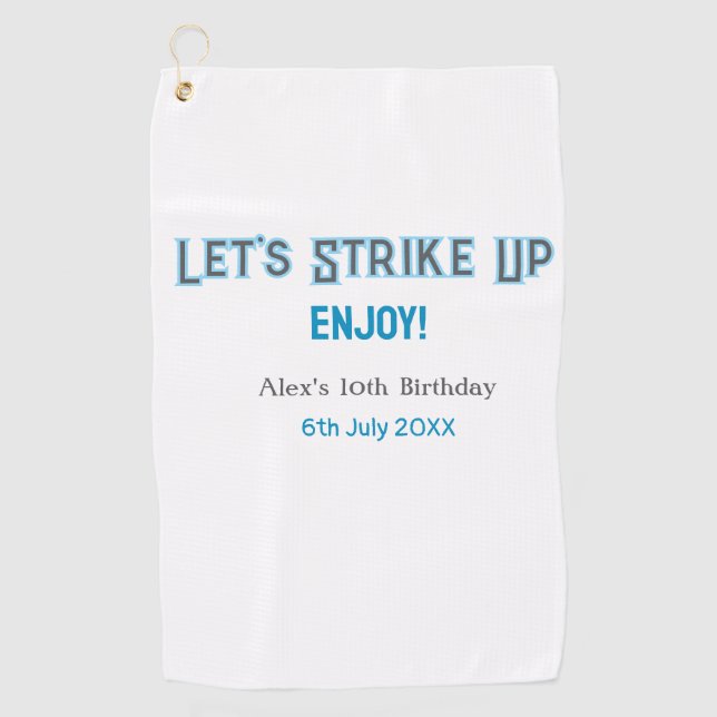 Toalla De Golf Hagamos que el azul gris feliz nombre de 10 cumple (Anverso)