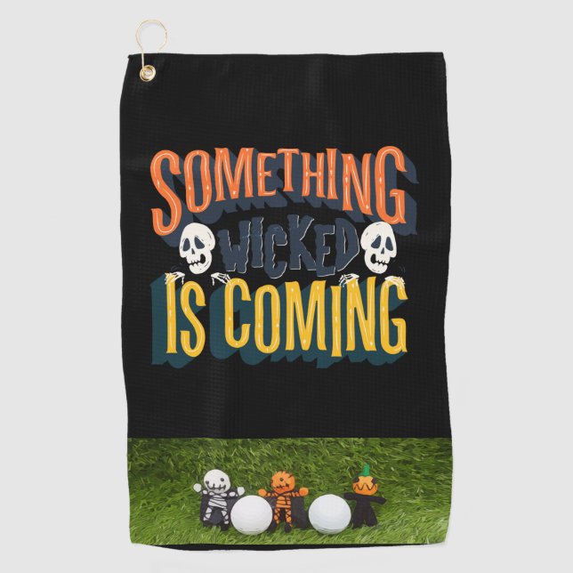 Toalla De Golf Halloween de golf con monstruo y bola de golf (Anverso)