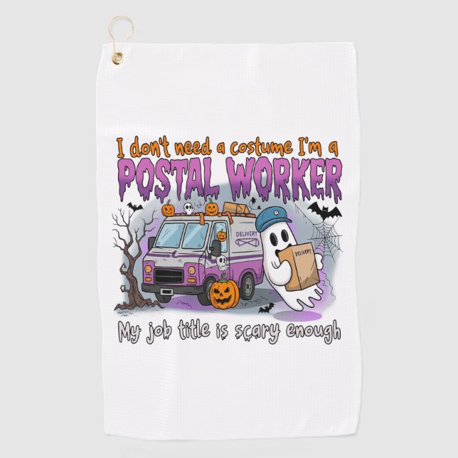 Toalla De Golf Halloween Ghost, trabajador postal (Anverso)
