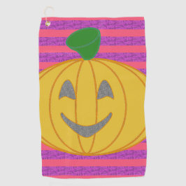 Toalla De Golf Happy Big Modern Orange Pumpkin on Purple and Pink