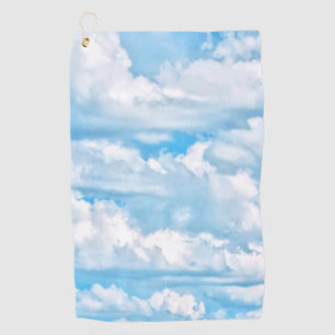 Toalla De Golf Happy Sunny Clouds Light Blue Sky Background on a