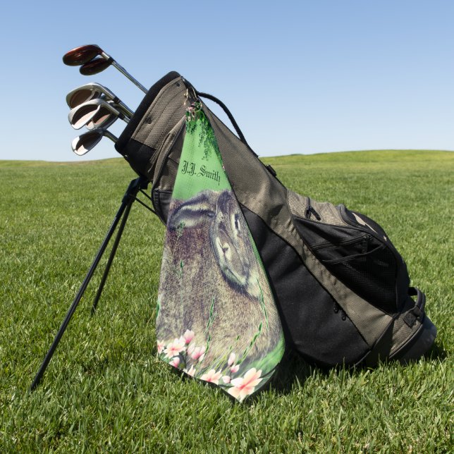 Toalla De Golf Hare Rabbit Animal Fun Personalizado (Verde)