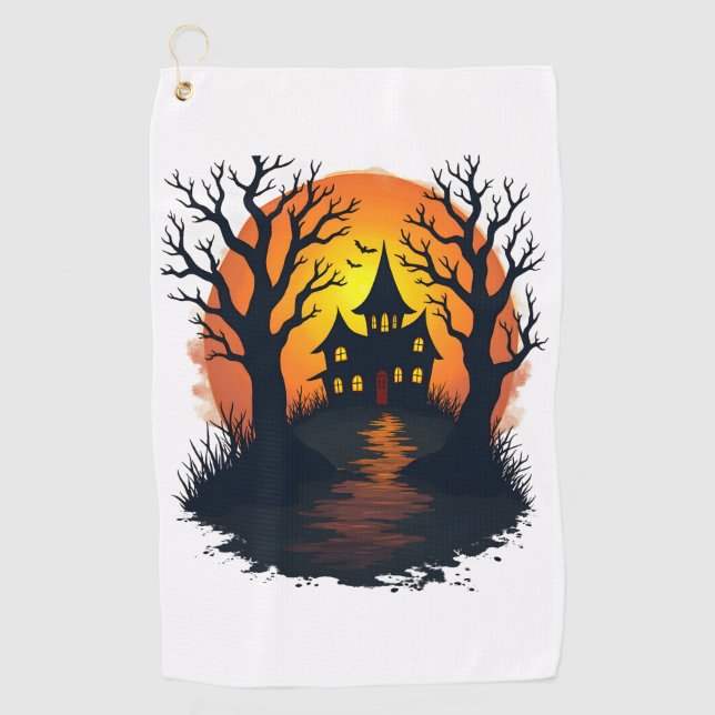 Toalla De Golf Haunted Forest � Spooky Halloween Nature Tee (Anverso)