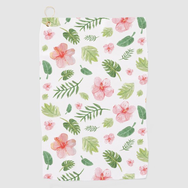 Toalla De Golf Hawaiano Floral Tropical (Anverso)