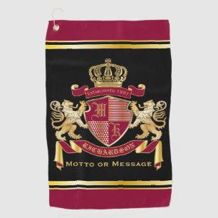 Toalla De Golf Haz tu propio escudo de armas rojo León de Oro
