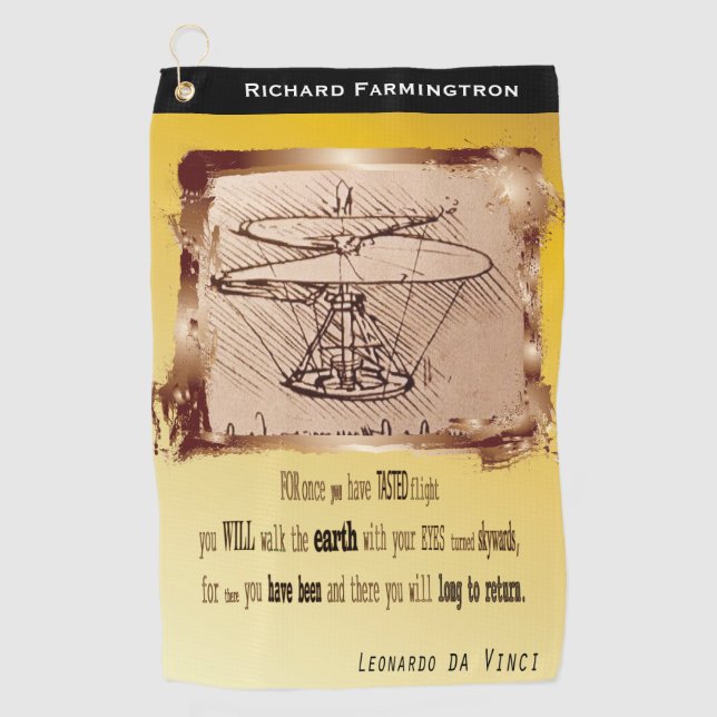 Toalla De Golf Helicóptero Da Vinci Poema Volador 🚁 Presupuesto  (Anverso)