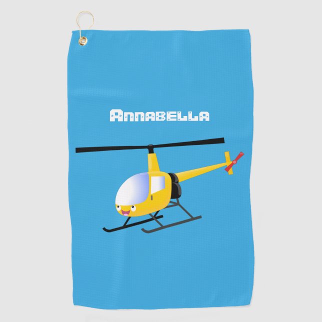 Toalla De Golf Helicóptero de personalizado alegre amarillo lindo (Anverso)
