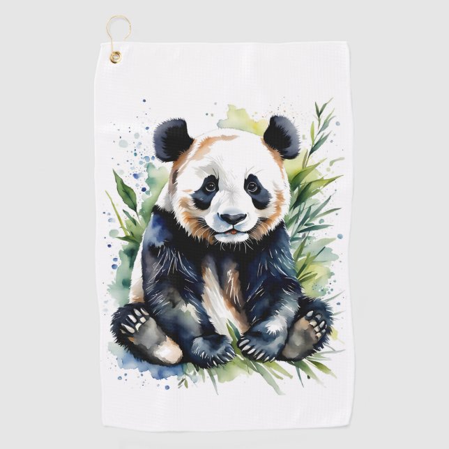 Toalla De Golf Hermosa acuarela Panda Bear (Anverso)