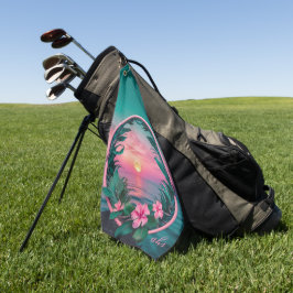 Toalla De Golf Hermosa Wreath rosa-Verde azulada de flores tropic