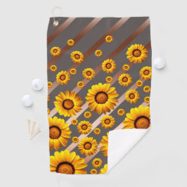 Toalla De Golf Hermosas flores amarillas sobre rayas grises y mar