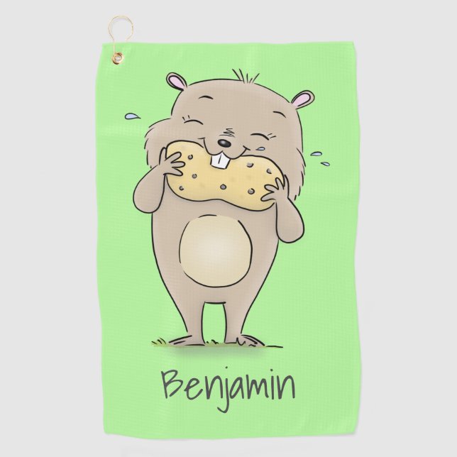 Toalla De Golf Hermoso hámster sonriente lindo con personalizado  (Anverso)