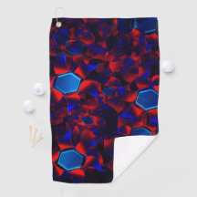 hexágono azul mezclado con curvas rojas superpuest