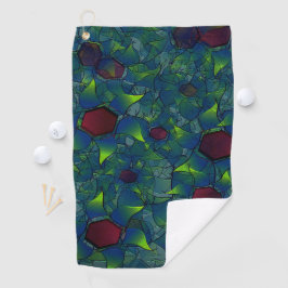 Toalla De Golf hexágono azul mezclado con curvas rojas superpuest