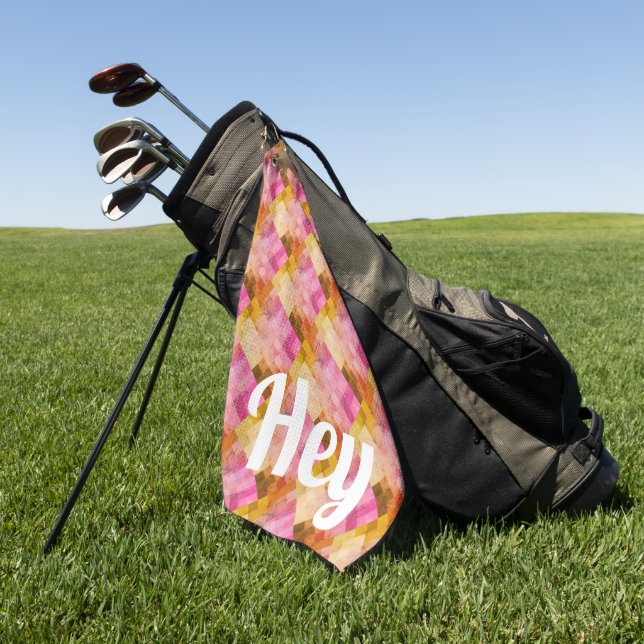 Toalla De Golf Hey Patrón geométrico de acuarela rosa (Verde)