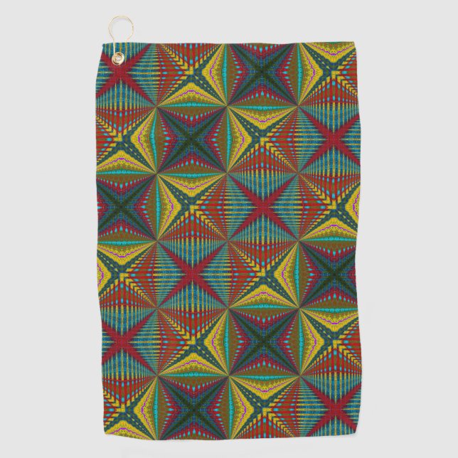 Toalla De Golf Hippie Rojo Azul Amarillo Amarillo Verde Trippy Ea (Anverso)