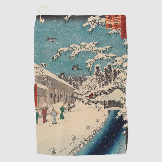 Toalla De Golf Hiroshige paisaje invernal de japón (Anverso)