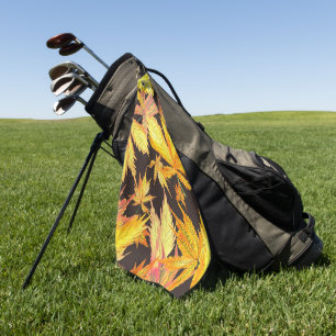 Toalla De Golf Hojas amarillas elegantes decorativas llamativas