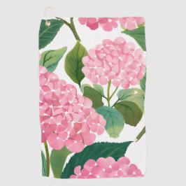 Toalla De Golf Hortensia Rosa Acuarela Floral Costera