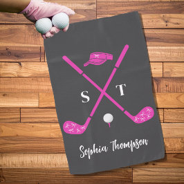 Toalla De Golf Hot Pink Golf Club White Bows Custom Birthday