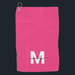 Toalla De Golf Hot Pink Monogram<br><div class="desc">Create Your Own Personalized Custom Pink Modern Script Name Monogram Golf Towel. This girly golf towel now features a vibrant magenta background for a bold, fun pop of color. The design includes a clean white initial paired with a flowing black script name, giving it a personalized look that’s both stylish...</div>
