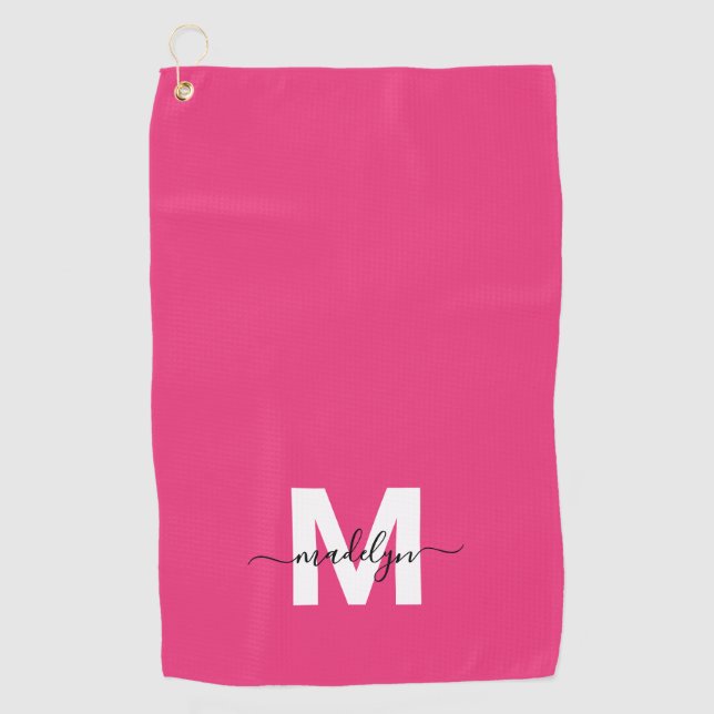 Toalla De Golf Hot Pink Monogram (Anverso)