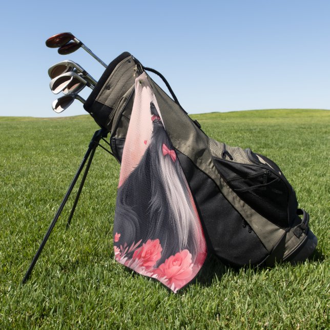 Toalla De Golf Hound afgano con Rosas - El día de San Valentín (Verde)