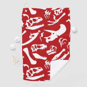 Toalla De Golf Huesos de dinosaurio (rojo)