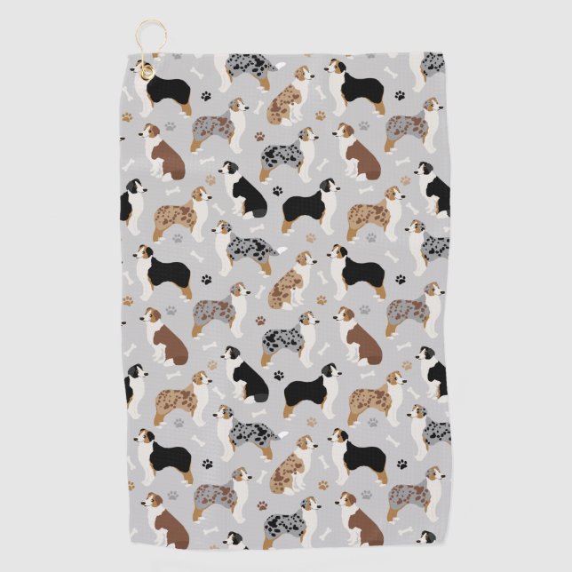 Toalla De Golf Huesos y patas de pastor australianos (Anverso)