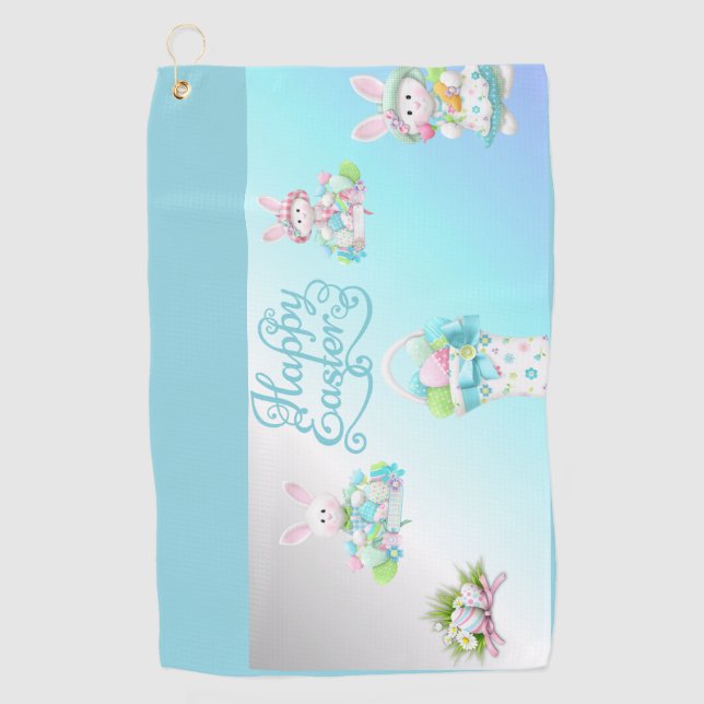 Toalla De Golf Huevos Pastel de Pascua y Bunny Mug (Anverso)
