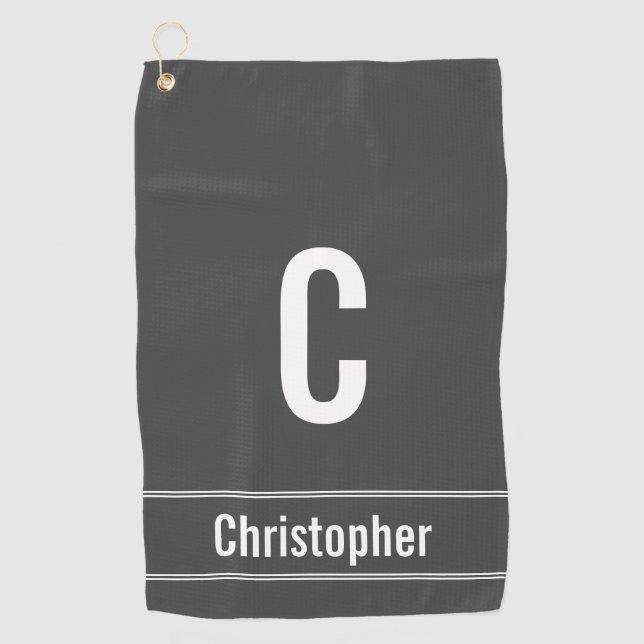 Toalla de golf humilde y básica de nombre modifica (Anverso)