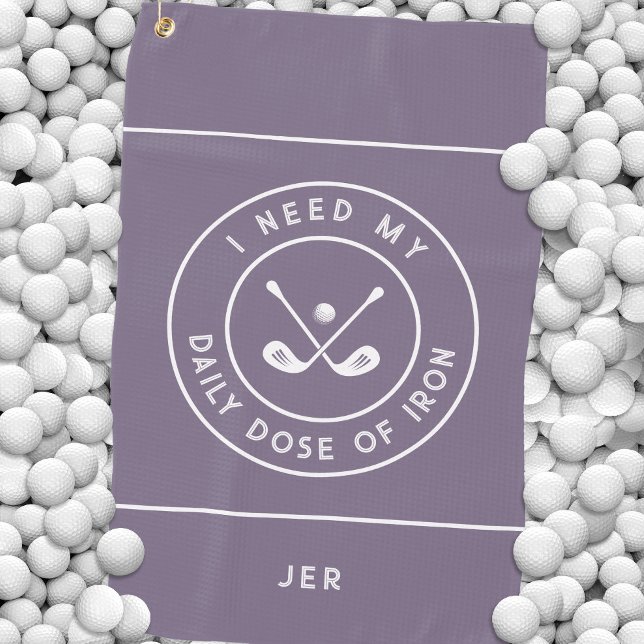 Toalla De Golf Humor de golfista lindo Hierros de golf Deportes P (Cute Golfer Humor Golf Iron Sports Pro Purple Golf Towel)