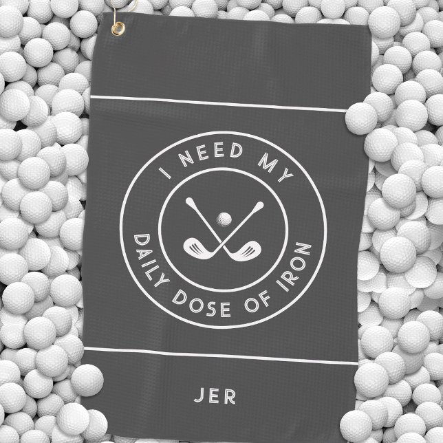 Toalla De Golf Humor de golfista lindo Hierros de golf Equipo dep (I Need My Daily Dose of Iron Cute Golfer Humor Golf Iron Sports Equipment Gray Golf Towel)