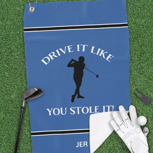 Toalla De Golf Humor divertido de golfista para él Monograma Depo (Funny Golfer Humor For Him Monogram Sports Blue Golf Towel)