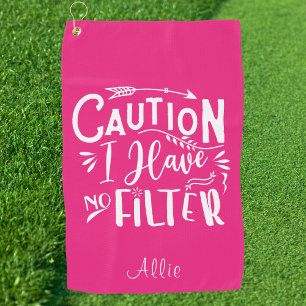 Toalla De Golf Humor divertido rosa y blanco femenino