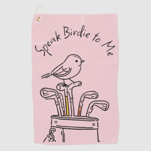 Toalla De Golf Humorístico "Háblame de Pajarito" Gráfico Rosa