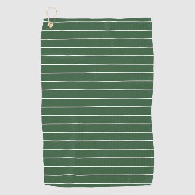 Toalla De Golf Hunter Green y White Thin Horizontal Striping (Anverso)