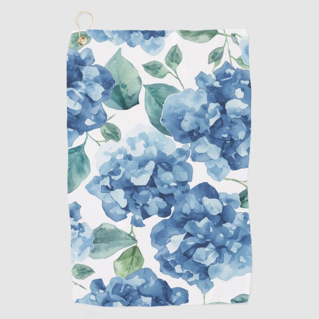 Toalla De Golf Hydrangea Blues | Patrón de flores de flores de ac (Anverso)