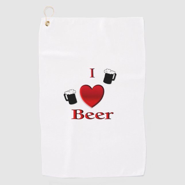 Toalla De Golf I Heart Beer Design (Anverso)
