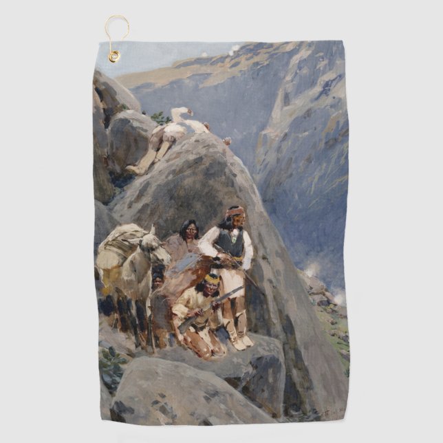 Toalla De Golf Iconos de los nativos americanos: Guerreros Apache (Anverso)