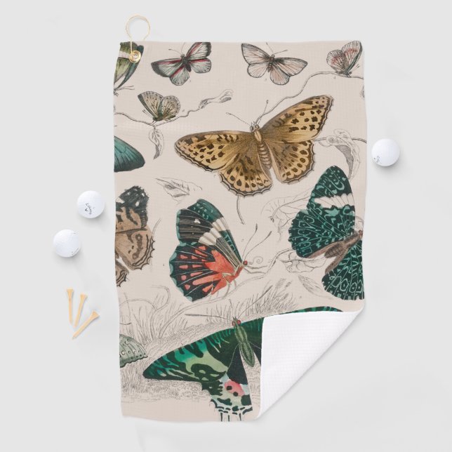 Toalla De Golf Ilustración antigua de mariposa: Orfebre de 1820 (In situ)