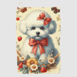 Toalla De Golf Ilustracion Cute Vintage Bichon Frisé