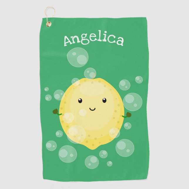 Toalla De Golf Ilustracion de burbujas de personalizado de limón (Anverso)