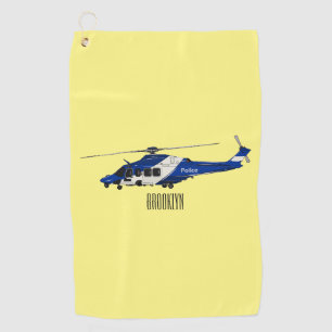 Toalla De Golf Ilustración de caricatura de helicóptero de policí