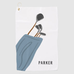 Toalla De Golf Ilustracion de clubes de golf personalizado