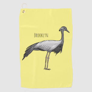 Toalla De Golf Ilustración de dibujos animados de ave grulla dami
