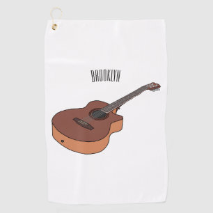Toalla De Golf Ilustración de dibujos animados de guitarra acústi