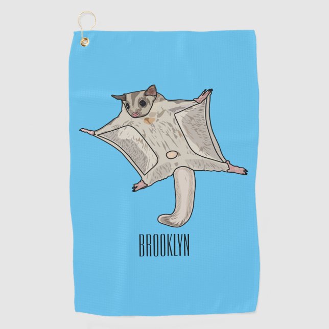 Toalla De Golf Ilustración de dibujos animados de sugar glider (Anverso)