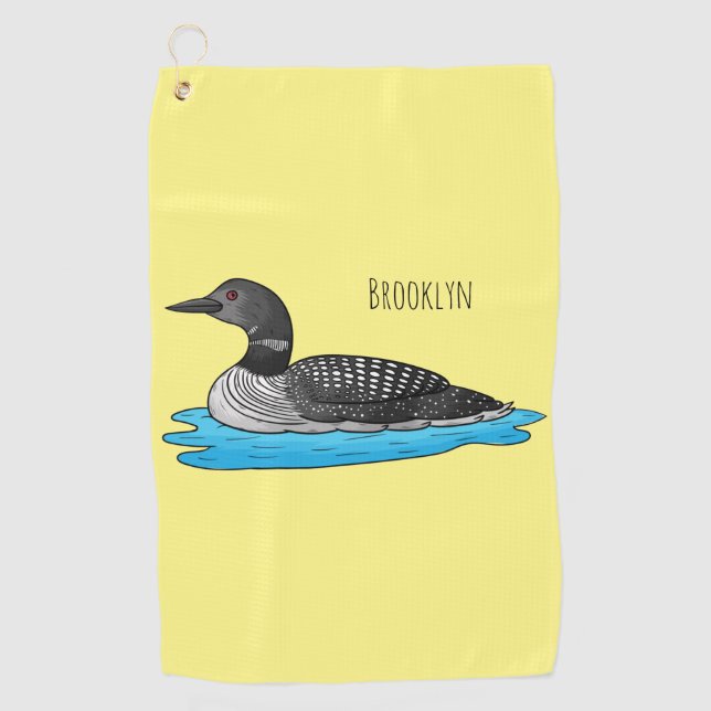 Toalla De Golf Ilustracion de personalizado de aves de Loon (Anverso)