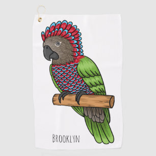 Toalla De Golf Ilustracion de personalizado de aves de loro con c